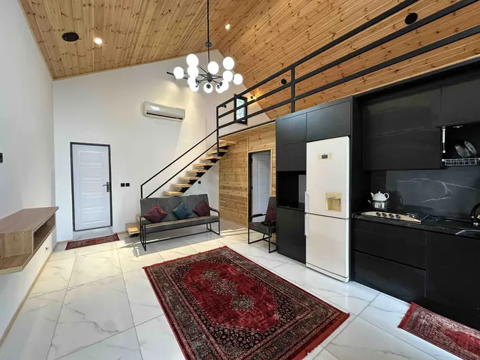 کلبه یک خوابه دوبلکس چوبی تپه - پذیرایی