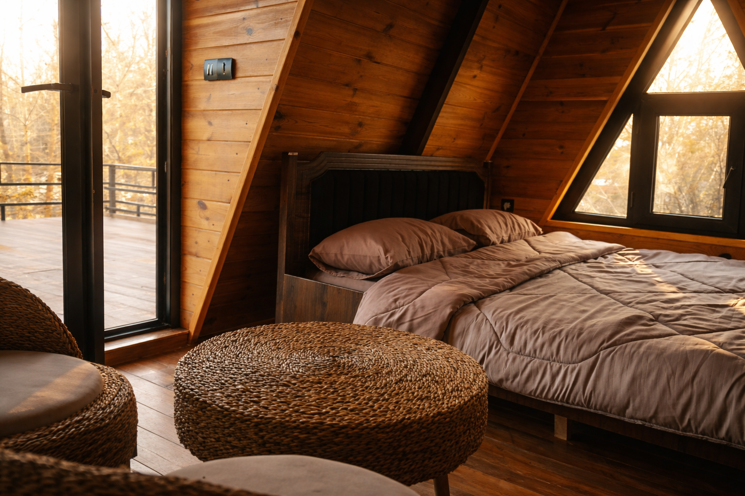 کلبه دوخوابه سوئیسی استخردار آبگرم رایا 1