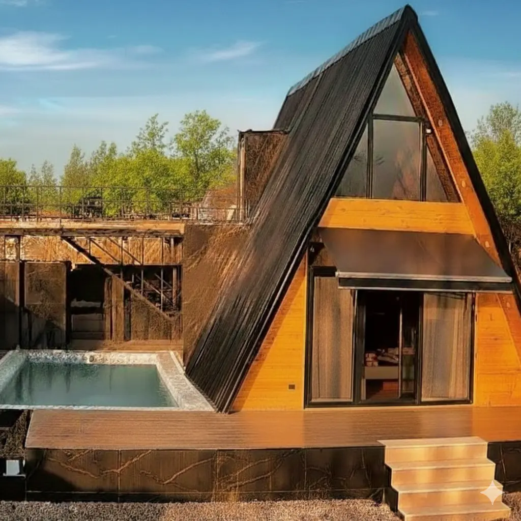 کلبه دوخوابه سوئیسی استخردار آبگرم رایا 1