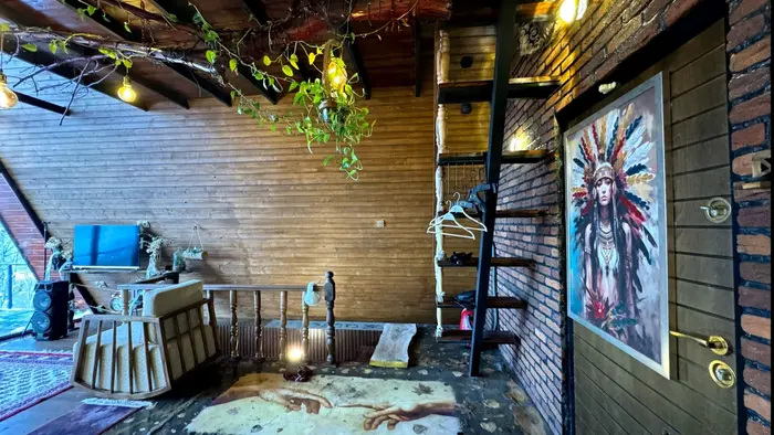 کلبه یک خوابه استخردار آبگرم جنگلی دلبر