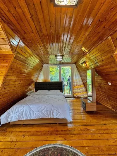 ویلا دوخوابه چوبی جنگلی بوستان