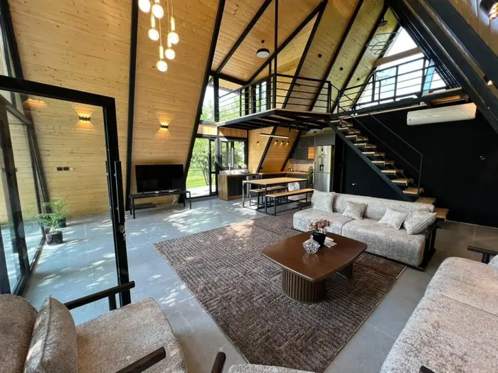 کلبه دوخوابه سوئیسی دوبلکس جکوزی دار آویشو