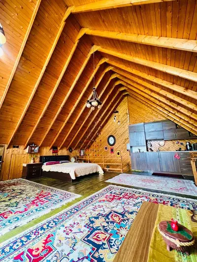 کلبه فلت چوبی تونل جنگلی