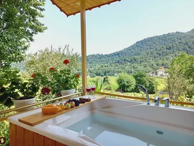 کلبه یک خوابه جنگلی جکوزی دار کلاسیک