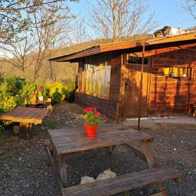 کلبه دوخوابه چوبی بام گیلدا