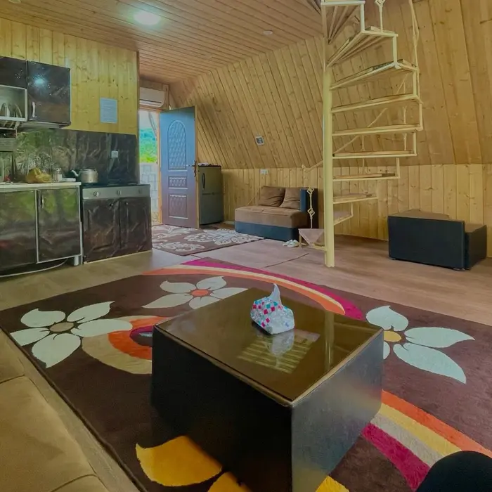 کلبه دوخوابه چوبی سوئیسی روما 1