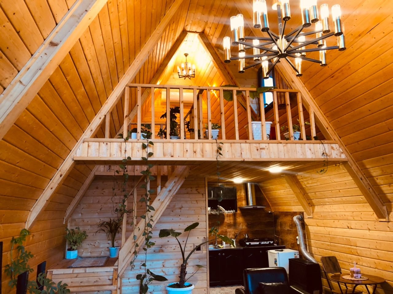 کلبه یک خوابه جنگلی گل رز