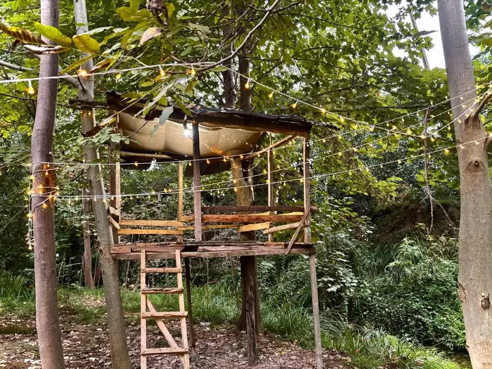 کلبه دوخوابه سوئیسی عروس - الاچیق درختی لب روخانه