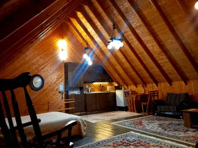 کلبه فلت چوبی تونل جنگلی