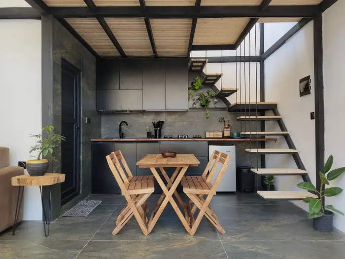 کلبه یک خوابه جنگلی دوبلکس شیشه ای بلور - آشپزخانه