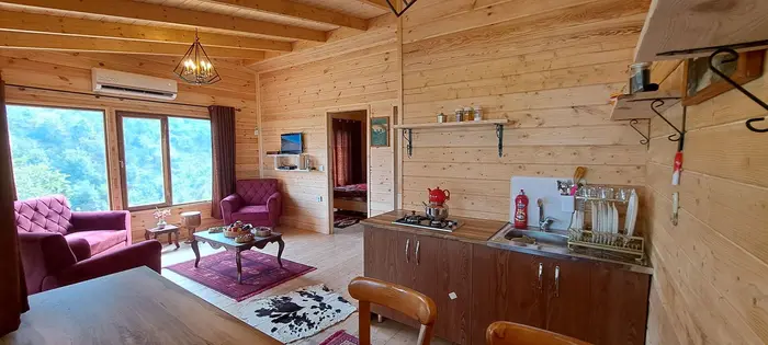 کلبه دوخوابه جنگلی جکوزی دار بلوط 1