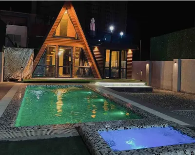 کلبه سه خوابه استخردار آبگرم طبیعت 369