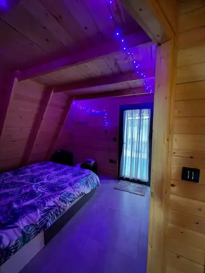 کلبه دوخوابه سوئیسی استخردار آبگرم مولانا