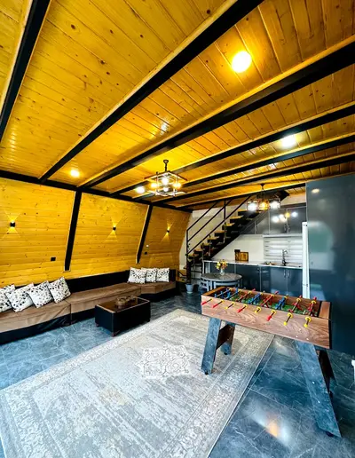 کلبه دوخوابه جنگلی سوئیسی جکوزی دار هاریکا