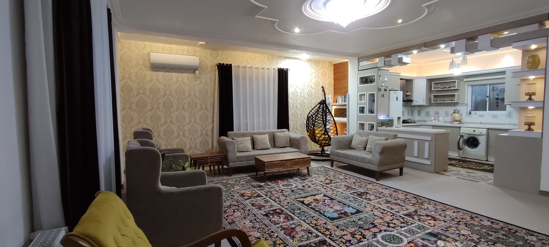 ویلا یک خوابه روستایی باغ زندگی رزرو فقط خانواده - فضای هال