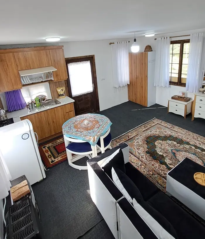 کلبه یک خوابه چوبی بامبو