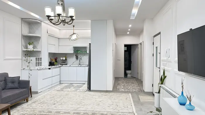 ویلا دوخوابه استخردار آبگرم مگنولیا 1 - نمای اشپزخانه و راهروی خواب