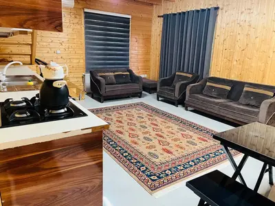 کلبه دوبلکس دوخوابه چوبی رودخانه 2